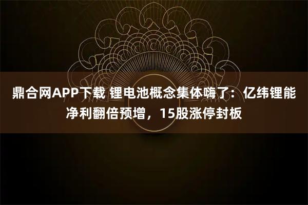 鼎合网APP下载 锂电池概念集体嗨了：亿纬锂能净利翻倍预增，15股涨停封板